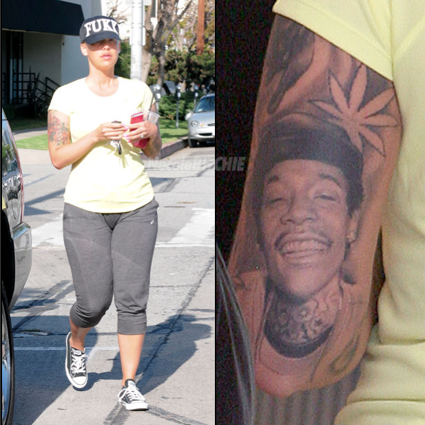 Amber Rose Tattoo of Wiz Khalifas Face
