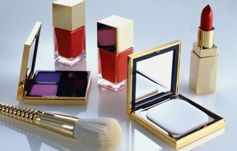 Cosmetics in Elegant Gold Cases